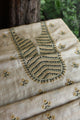 Natural Beige Tussar Silk Chikankari Unstitched Kurta Dupatta Set