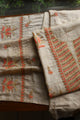 Natural Beige Tussar Silk Chikankari Unstitched Kurta Dupatta Set