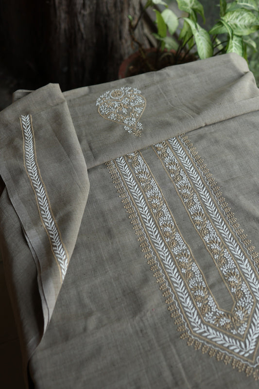 Natural Grey Malkha Handspun Khadi Kurtas Unisex Fabric