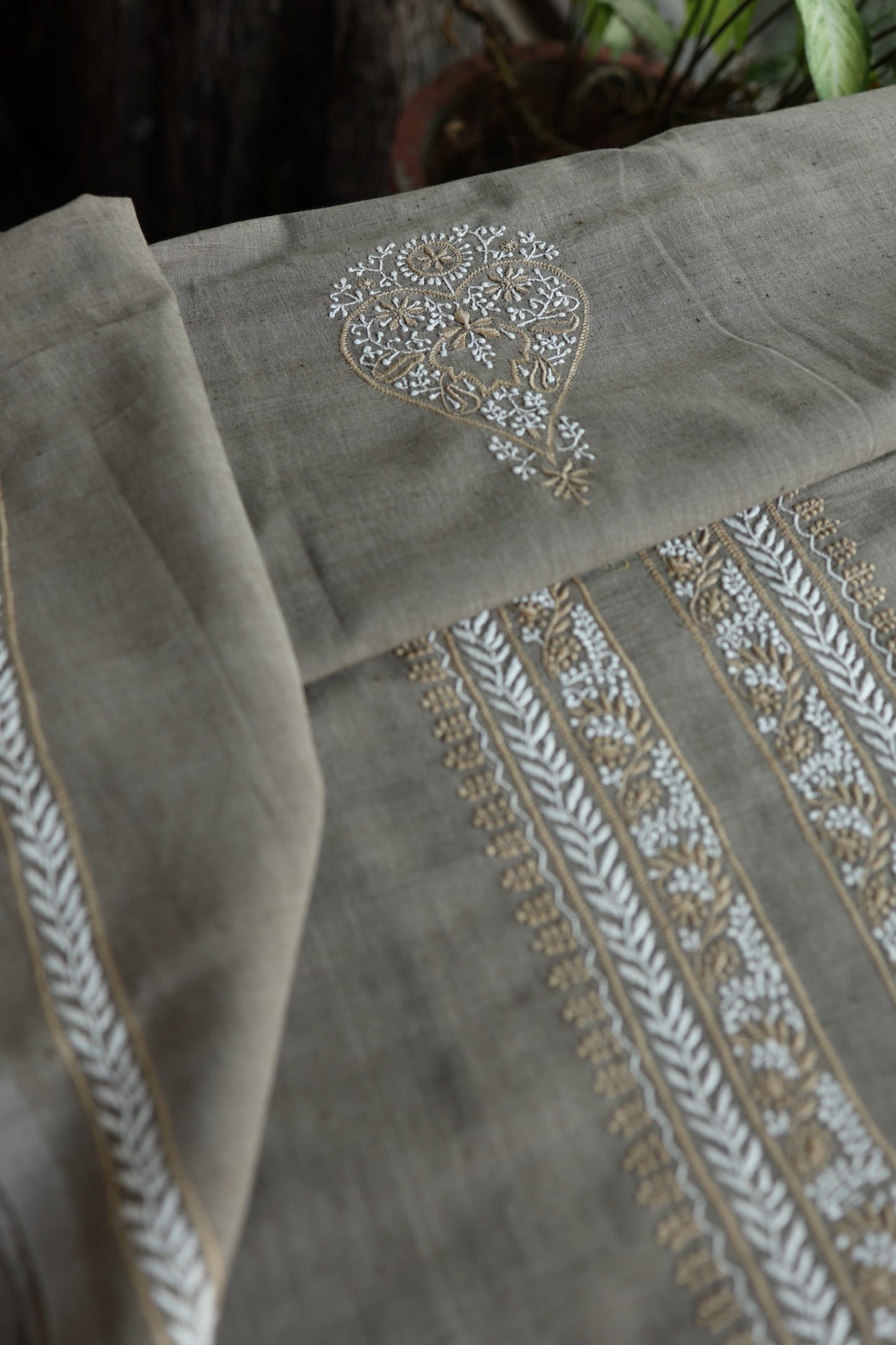 Natural Grey Malkha Handspun Khadi Kurtas Unisex Fabric