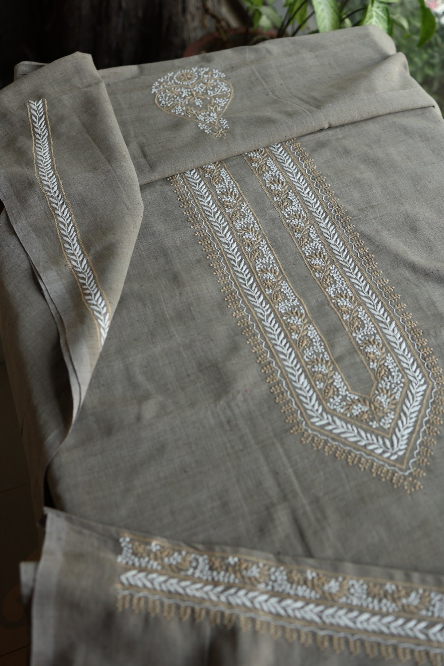 Natural Grey Malkha Handspun Khadi Kurtas Unisex Fabric