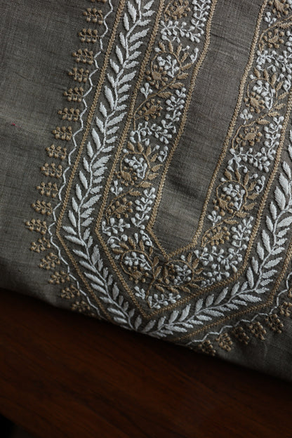 Natural Grey Malkha Handspun Khadi Kurtas Unisex Fabric