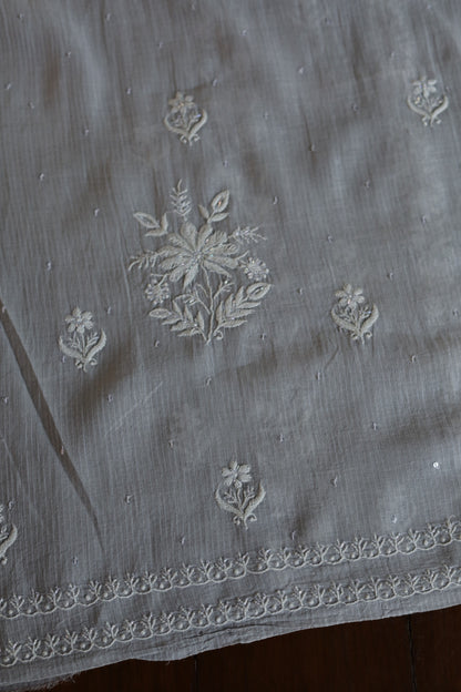 Natural Grey Shade  Maheshwari Pearl Work Chikankari Fabrics
