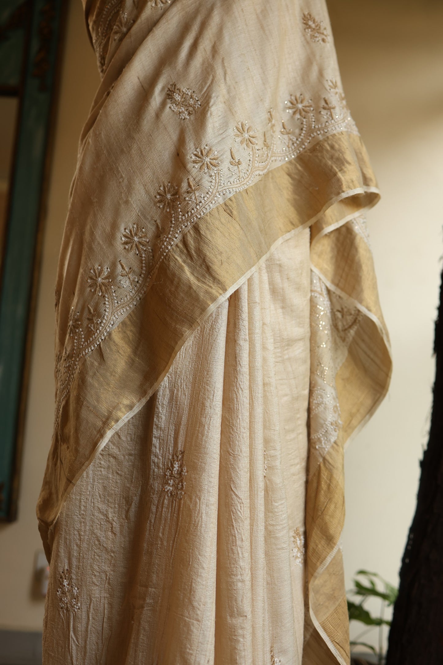 Natural Tussar Silk Shade | Basak Saree