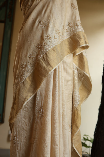 Natural Tussar Silk Shade | Basak Saree