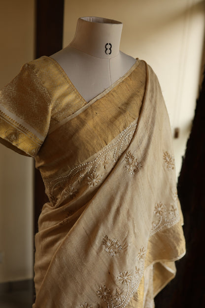 Natural Tussar Silk Shade | Basak Saree