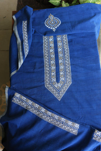 Navy Blue Malkha Handspun Khadi Kurtas Unisex Fabric