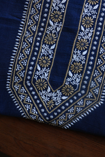 Navy Blue Malkha Handspun Khadi Kurtas Unisex Fabric