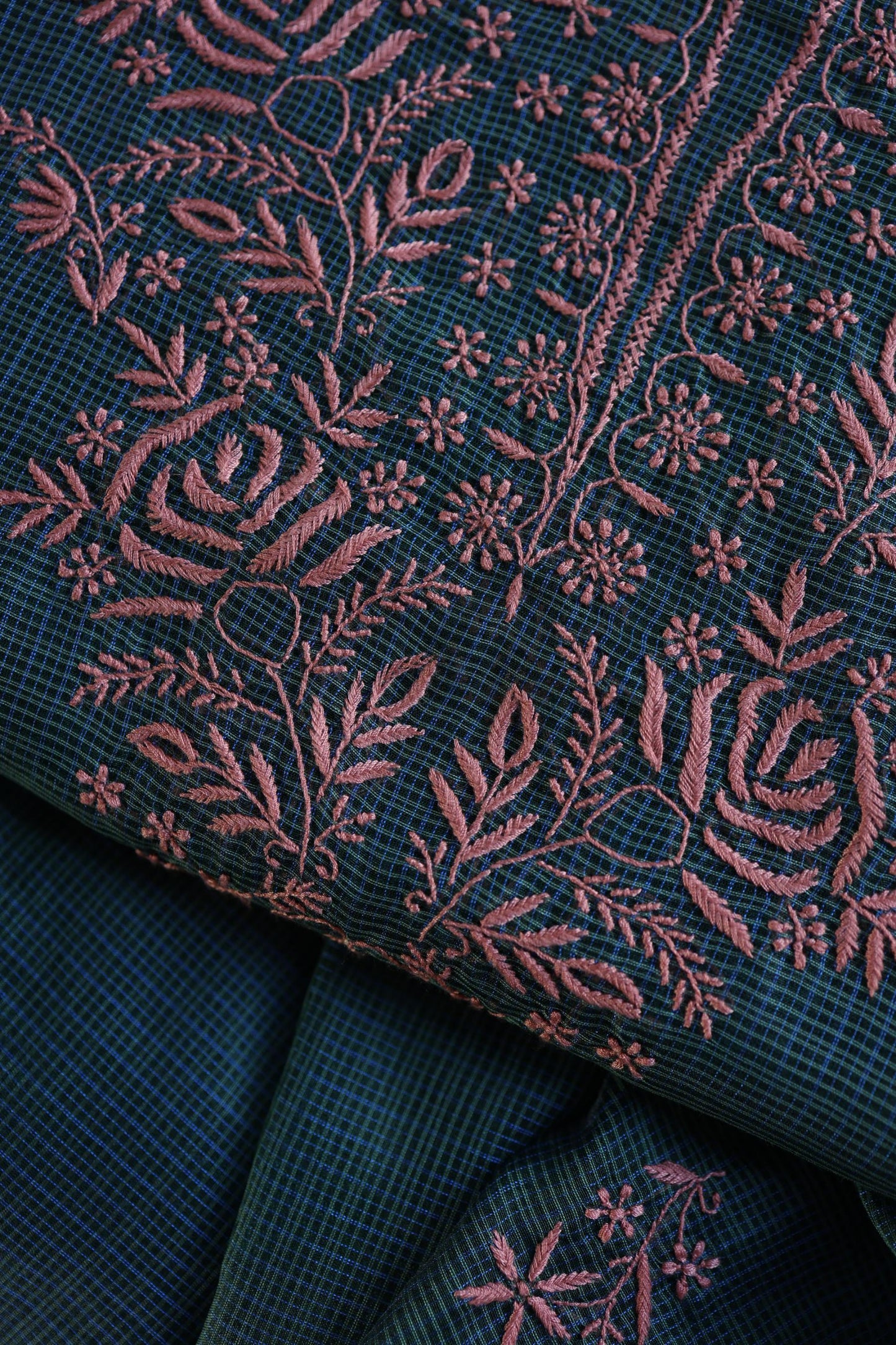 Navy Blue Shade Kota Chikankari Unstitched Fabrics