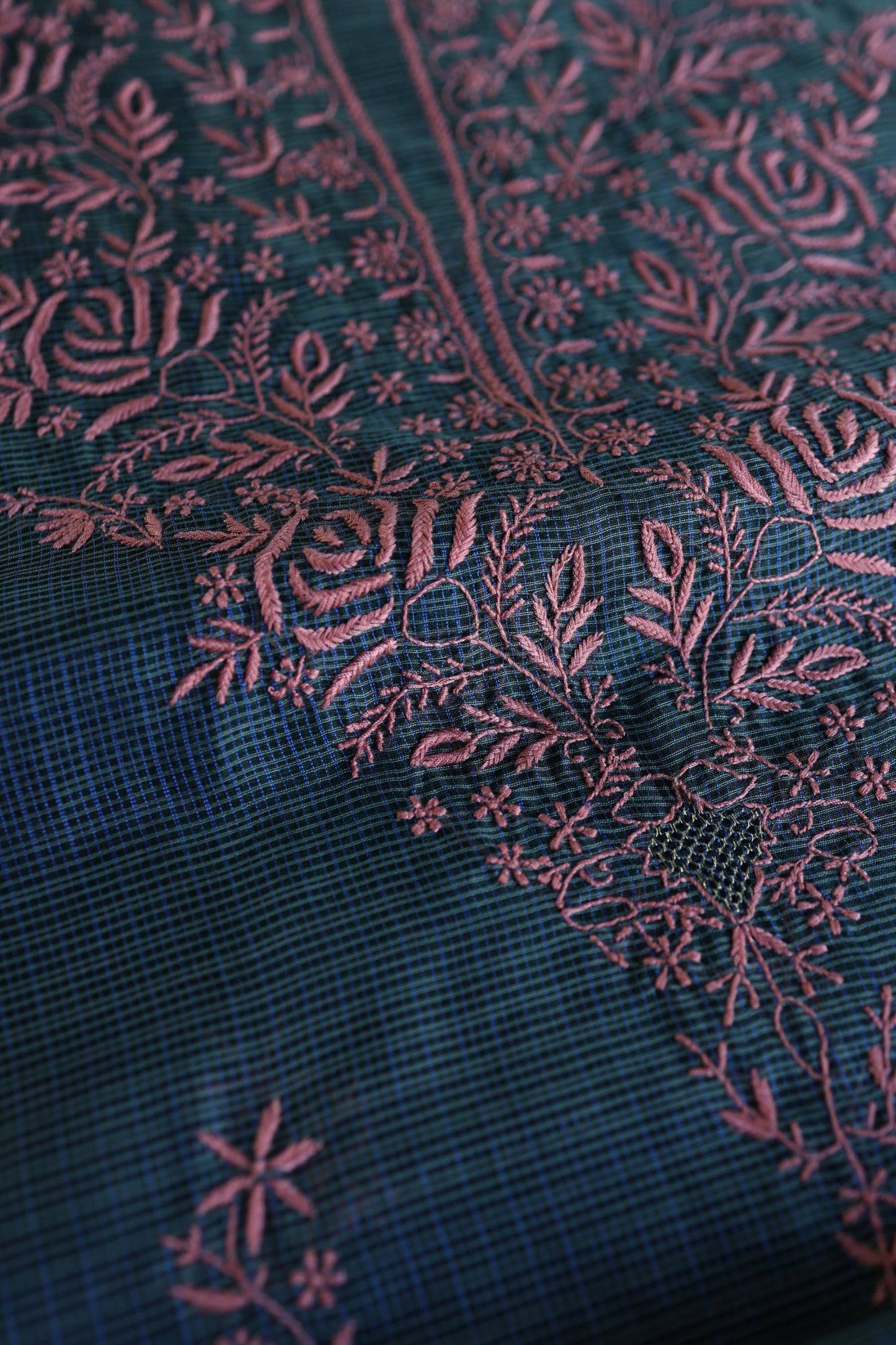 Navy Blue Shade Kota Chikankari Unstitched Fabrics