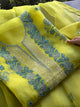 Neon Green Noor Organza Silk Chikankari Unstitched Fabric
