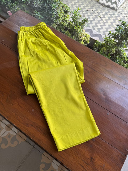 Neon Green Shade Malmal A Line Chikankari Pearl & Sequins Kurta Set