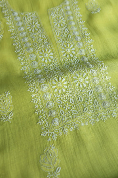 Neon Shade Mal Cotton Chikankari Unstitched Fabric