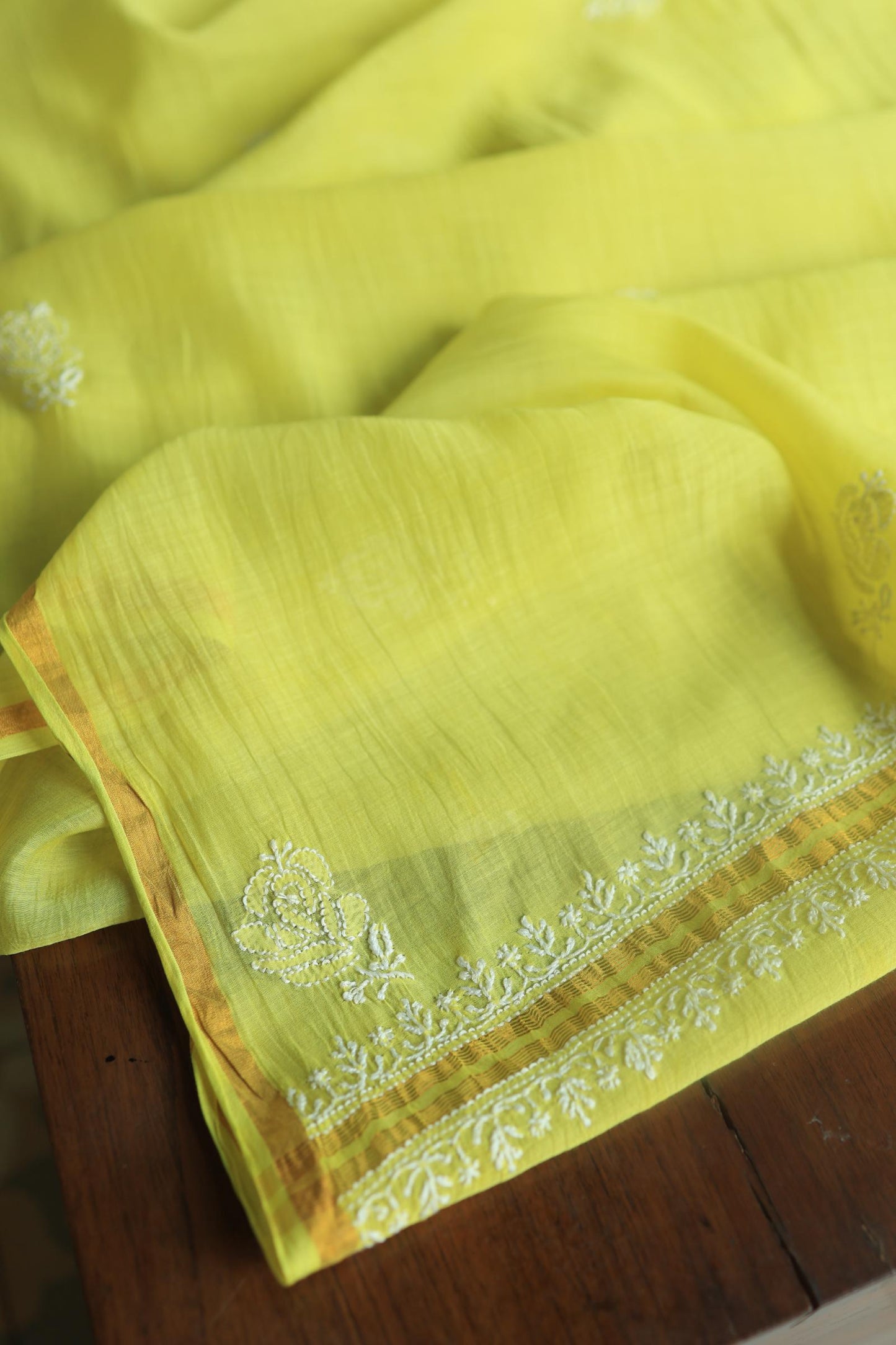 Neon Shade Mal Cotton Chikankari Unstitched Fabric