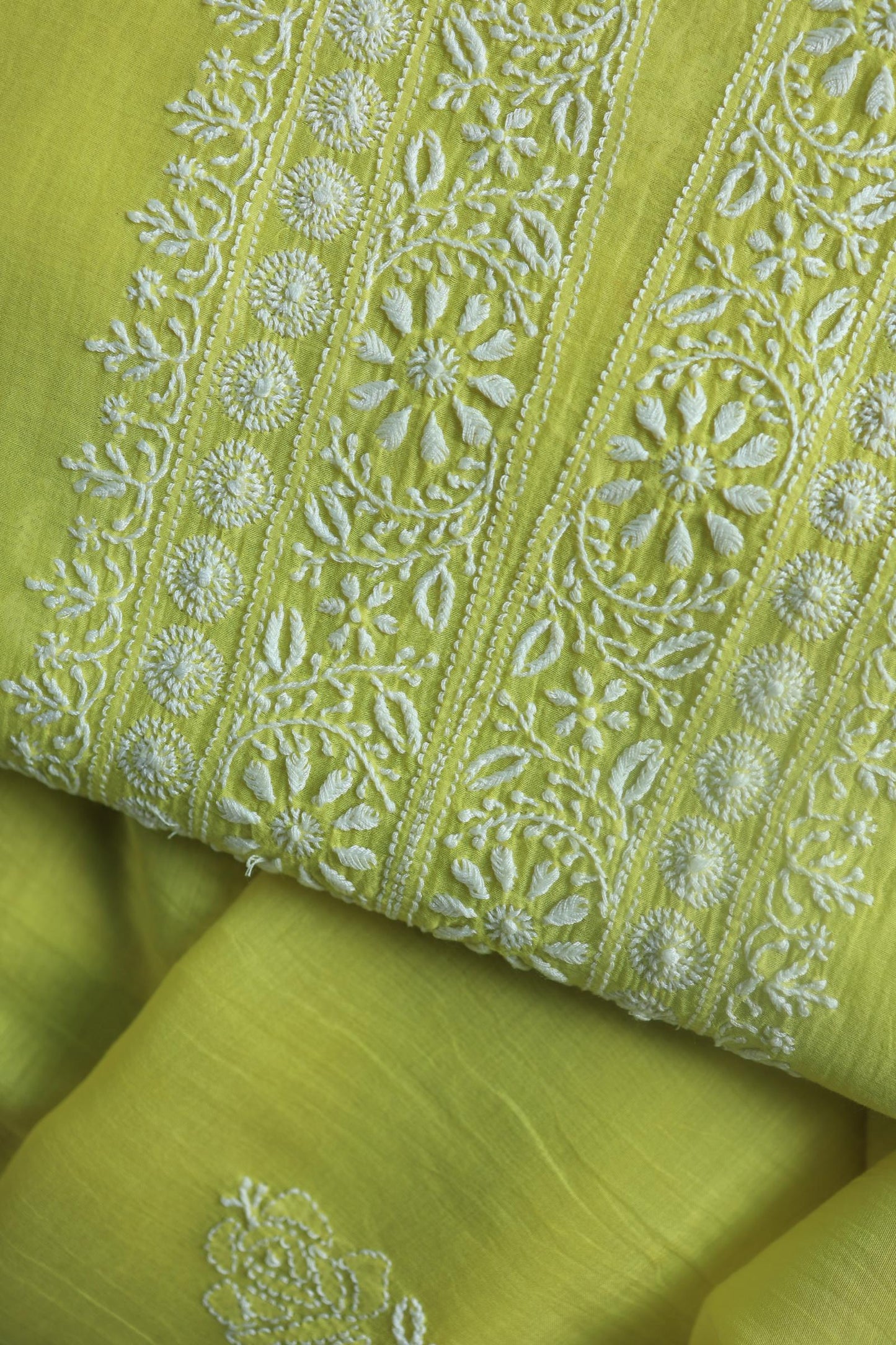 Neon Shade Mal Cotton Chikankari Unstitched Fabric