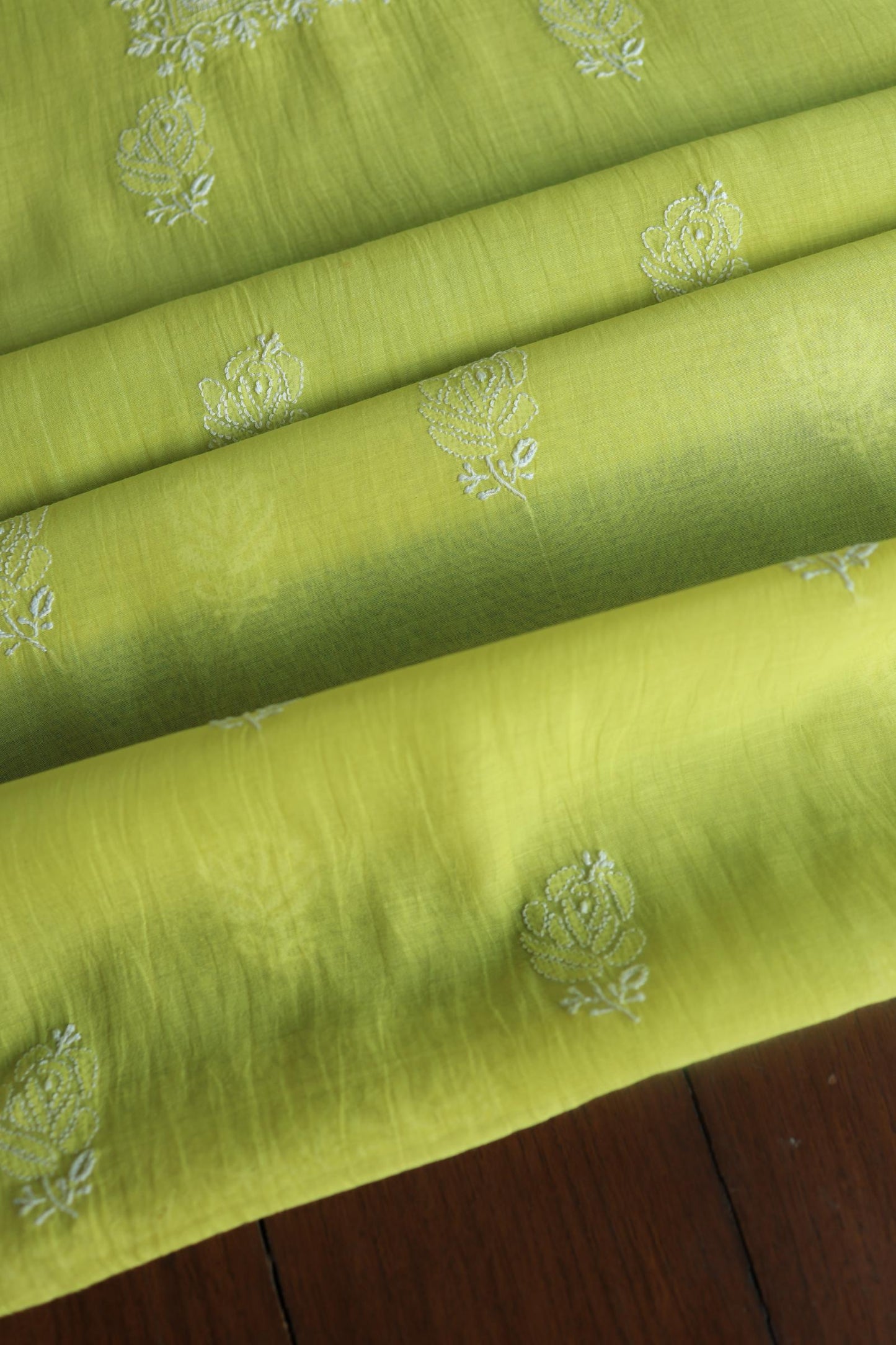Neon Shade Mal Cotton Chikankari Unstitched Fabric