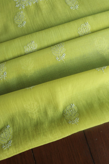 Neon Shade Mal Cotton Chikankari Unstitched Fabric