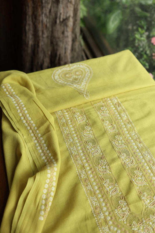 Neon Shade Unisex Chikankari Bengal Muslin Kurta