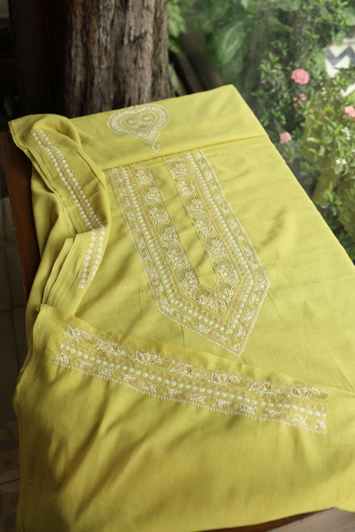 Neon Shade Unisex Chikankari Bengal Muslin Kurta