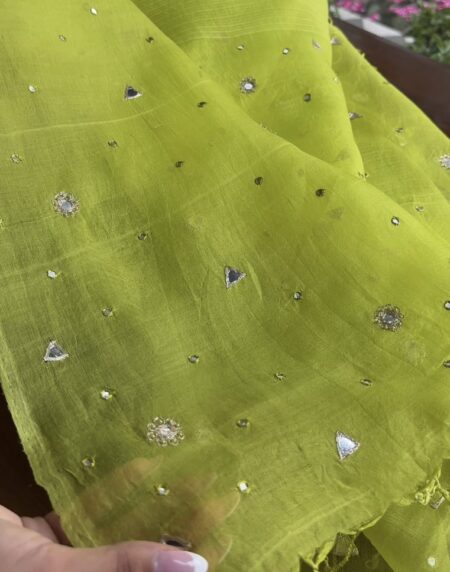 Neon work Tussar Kota Chikankari Kurta set fabric