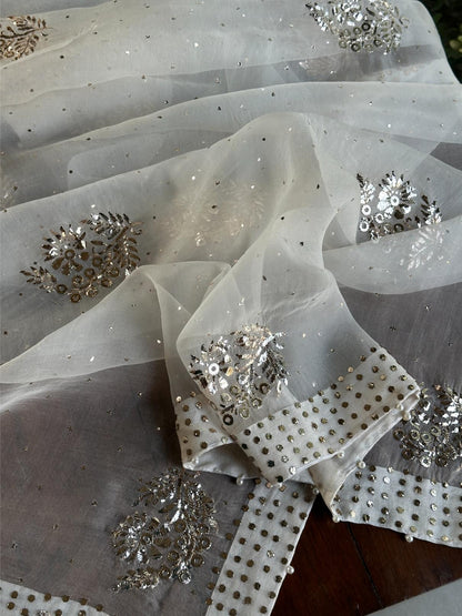 Noor Organza Mukaish Badla Floral Dupatta