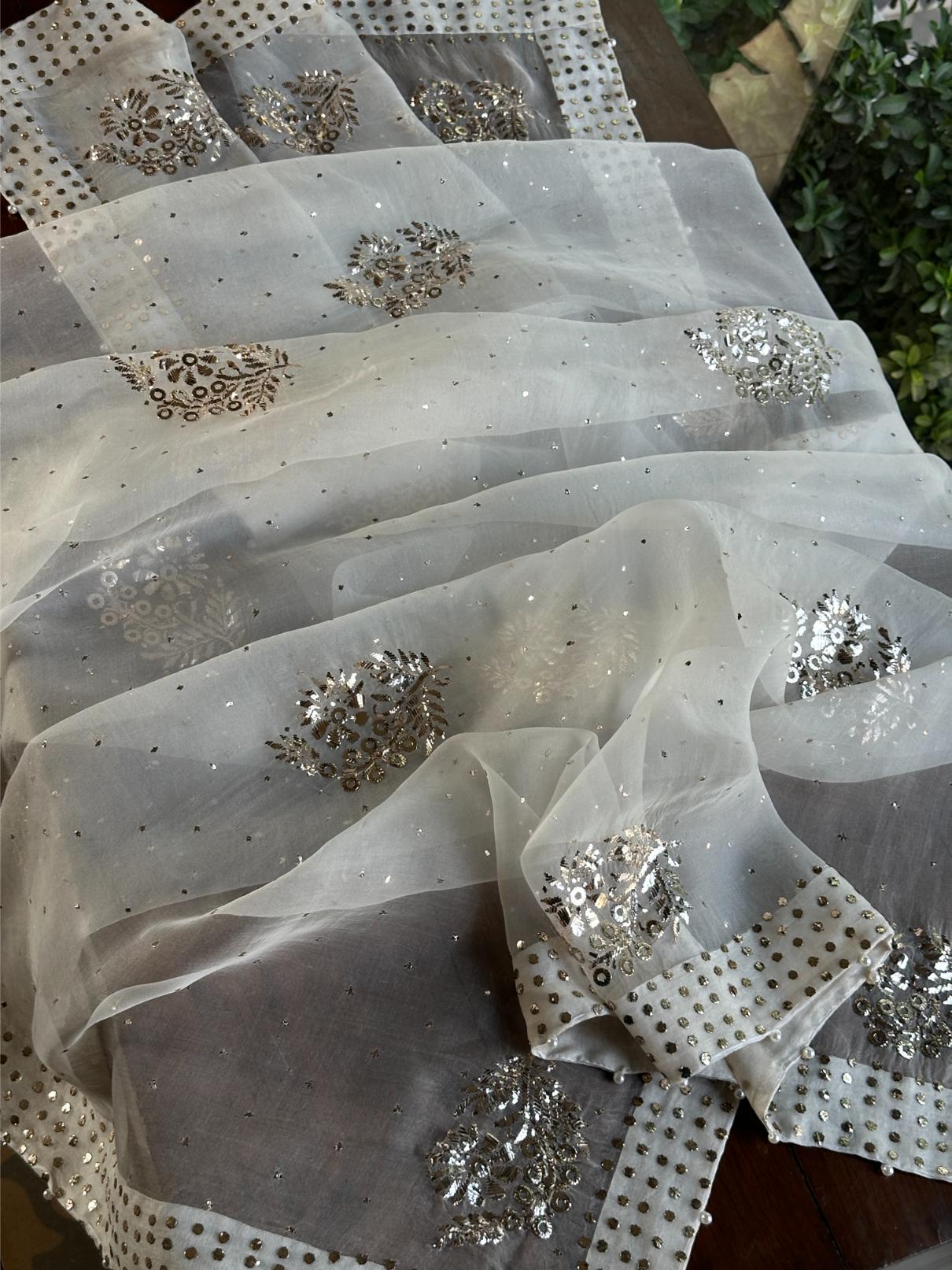 Noor Organza Mukaish Badla Floral Dupatta