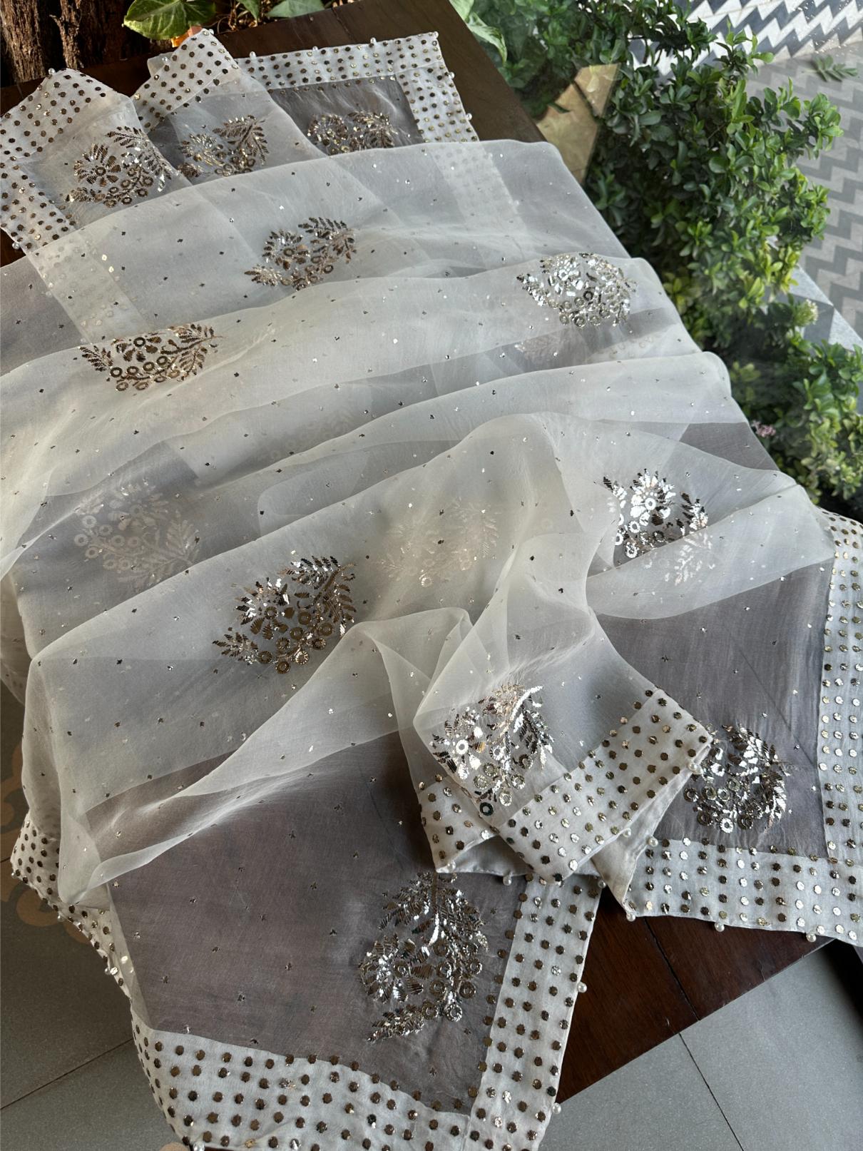 Noor Organza Mukaish Badla Floral Dupatta
