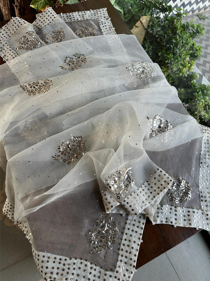 Noor Organza Mukaish Badla Floral Dupatta