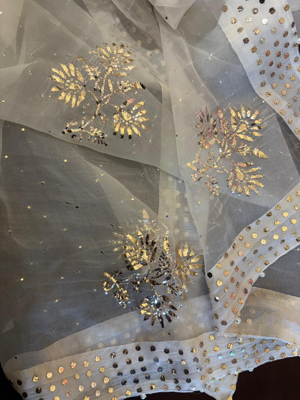 Noor Organza Mukaish Badla Rose Motif Dupatta