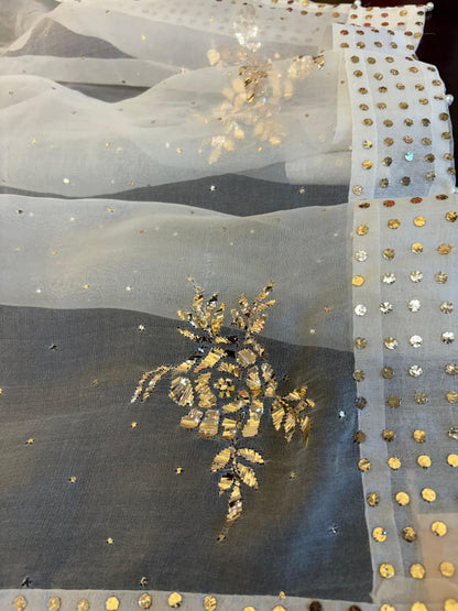 Noor Organza Mukaish Badla Rose Motif Dupatta