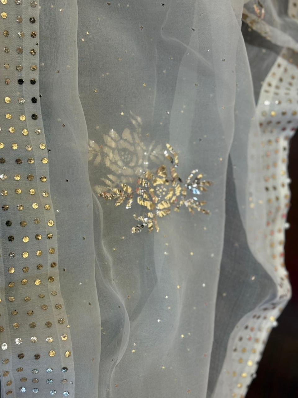 Noor Organza Mukaish Badla Rose Motif Dupatta