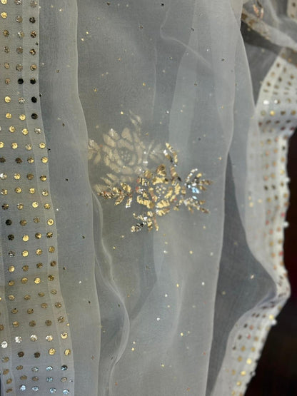Noor Organza Mukaish Badla Rose Motif Dupatta