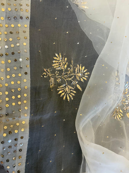 Noor Organza Mukaish Badla Rose Motif Dupatta