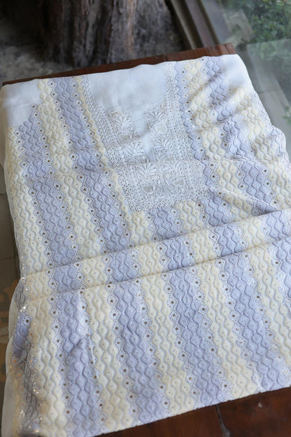 Noor Organza Silk Chikankari With Mukaish Kamdani Fabrics