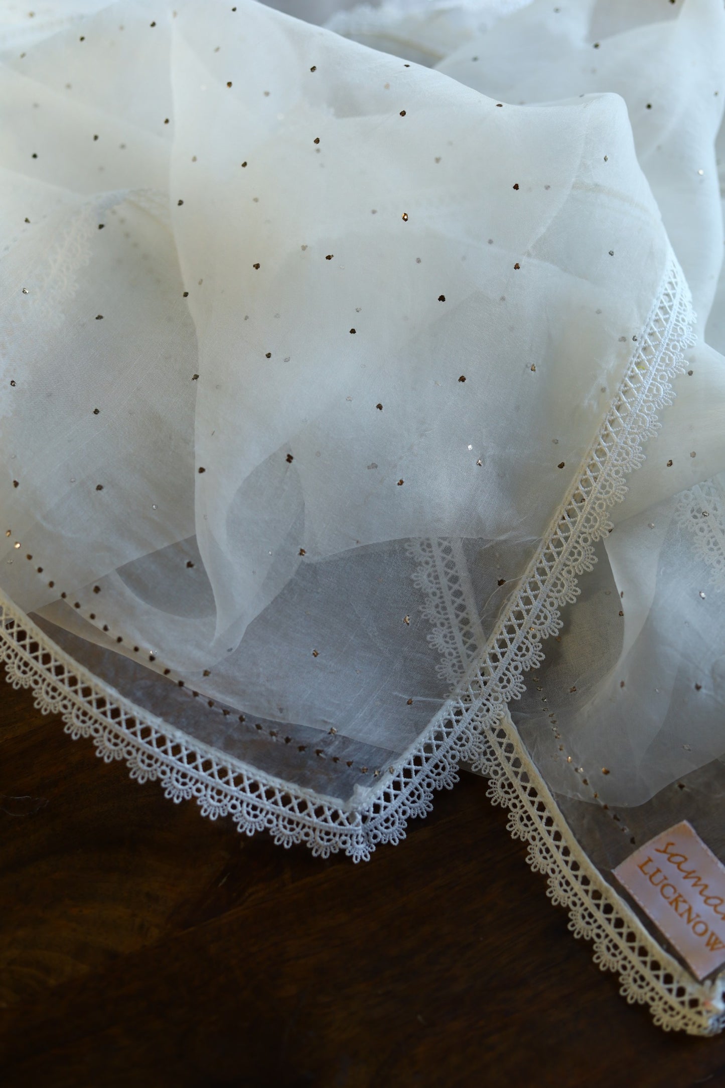 Noor White Organza With Mukaish Kamdani Dupatta
