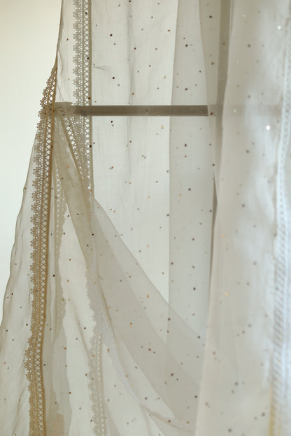 Noor White Organza With Mukaish Kamdani Dupatta