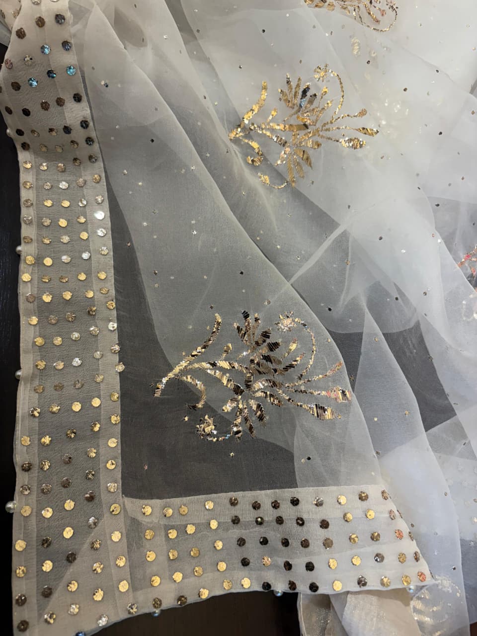 Noor Organza Mukaish Badla Rose Motif Dupatta