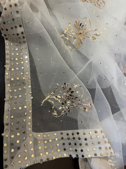 Noor Organza Mukaish Badla Rose Motif Dupatta