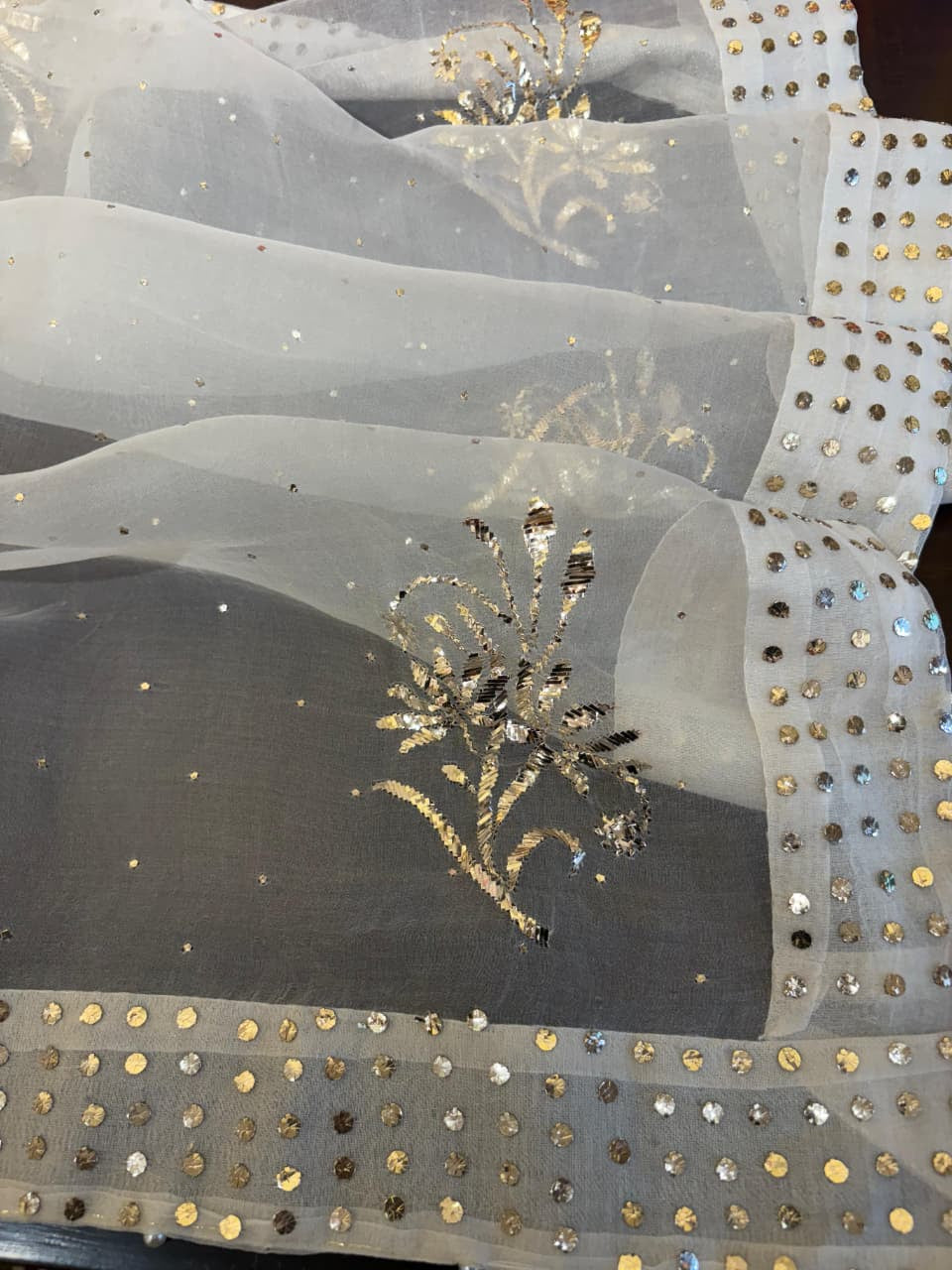 Noor Organza Mukaish Badla Rose Motif Dupatta