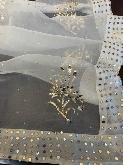 Noor Organza Mukaish Badla Rose Motif Dupatta