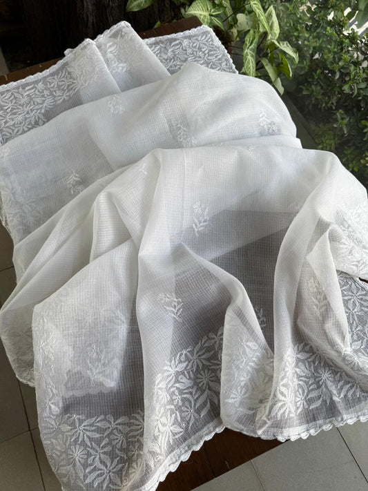 Off-White Kota Tepchi Dupatta with Crocia Lace