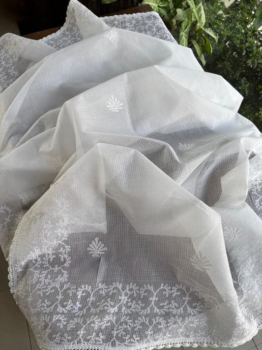 Off-White Kota Tepchi Dupatta with Crocia Lace