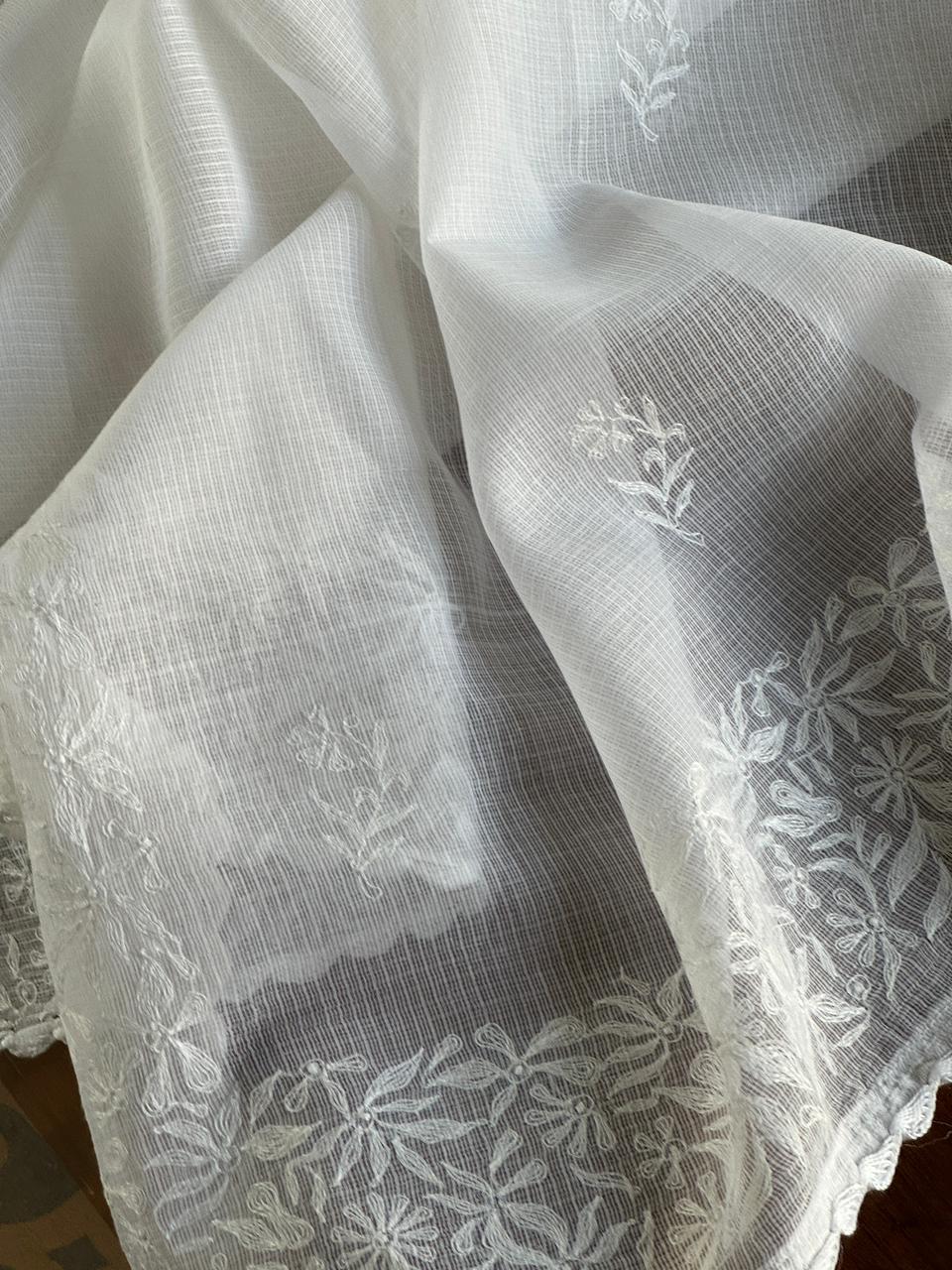 Off-White Kota Tepchi Dupatta with Crocia Lace