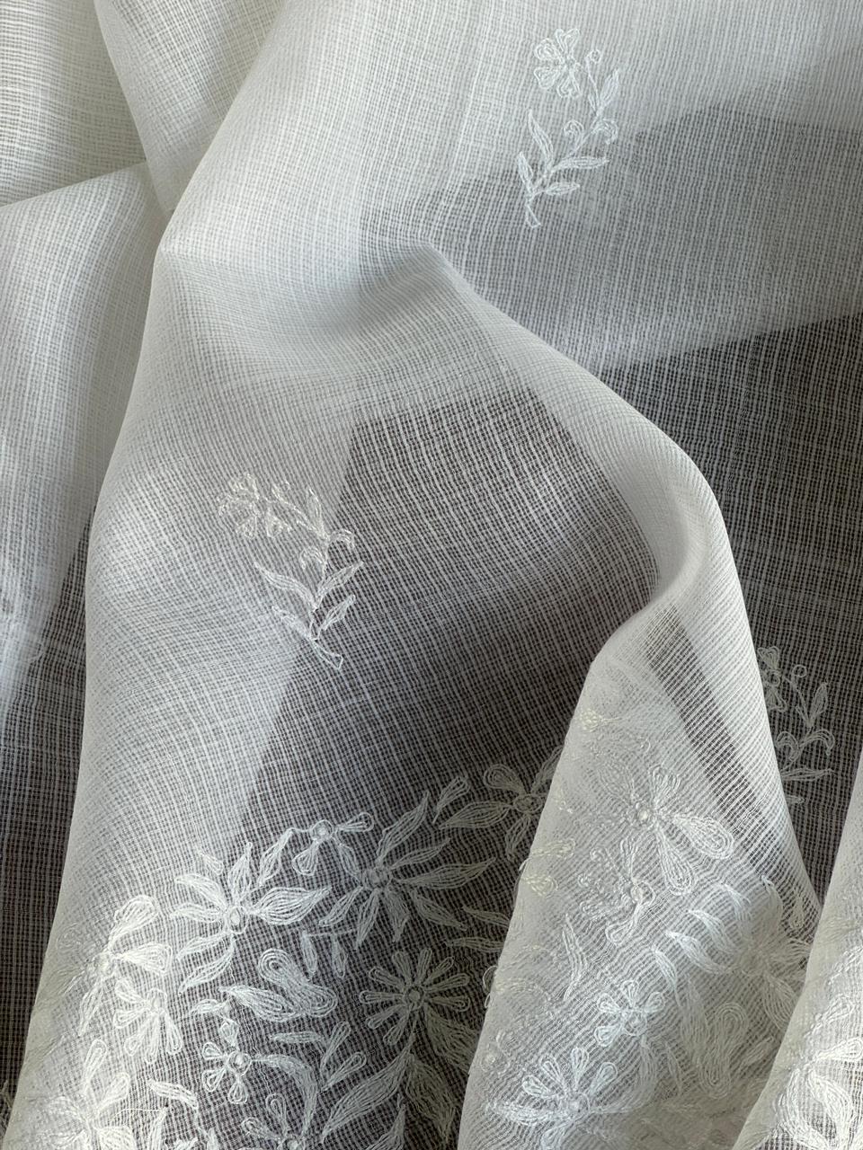 Off-White Kota Tepchi Dupatta with Crocia Lace