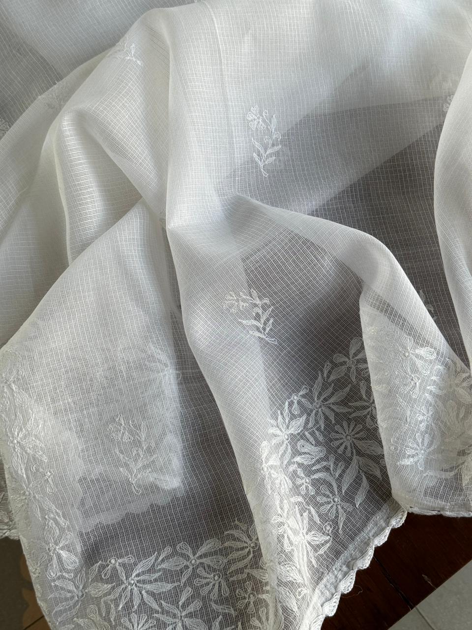 Off-White Kota Tepchi Dupatta with Crocia Lace