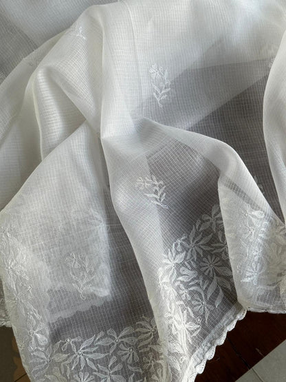 Off-White Kota Tepchi Dupatta with Crocia Lace