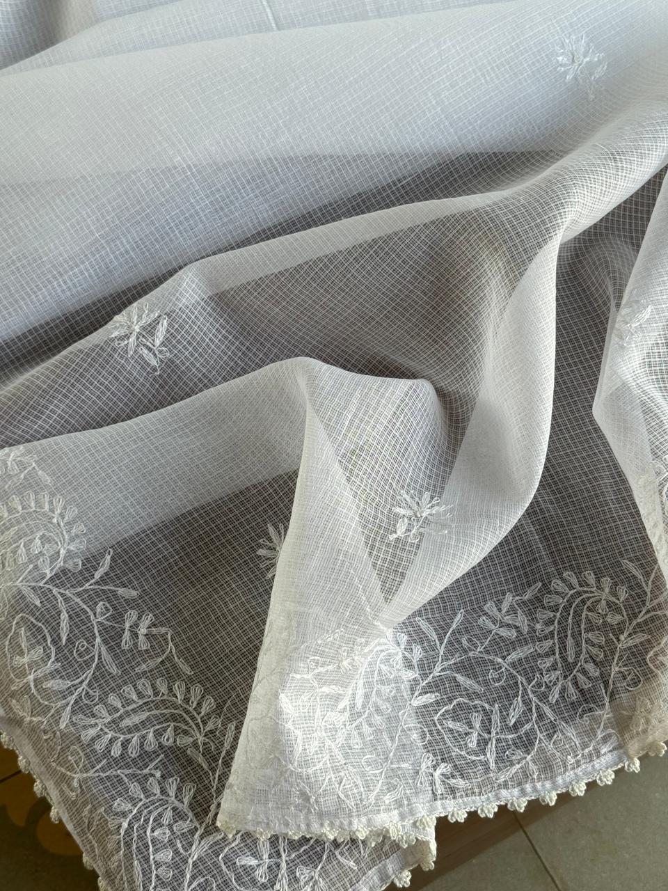 Off-White Kota Tepchi Dupatta with Crocia Lace
