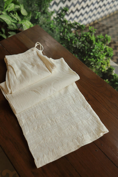 Off White Daraz Cotton Applique Chikankari Palazzo
