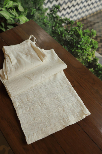 Off White Daraz Cotton Applique Chikankari Palazzo