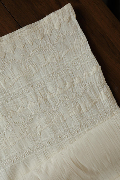 Off White Daraz Cotton Applique Chikankari Palazzo